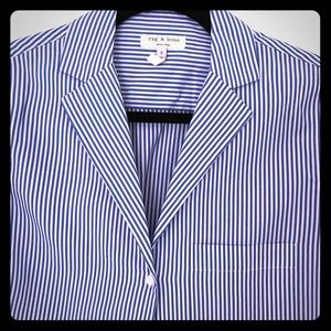 Rag & Bone navy & white striped button down